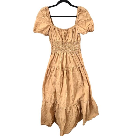 ARITZIA Wilfred Allegoria Poplin Midi Dress Tan Small - Picture 5 of 6